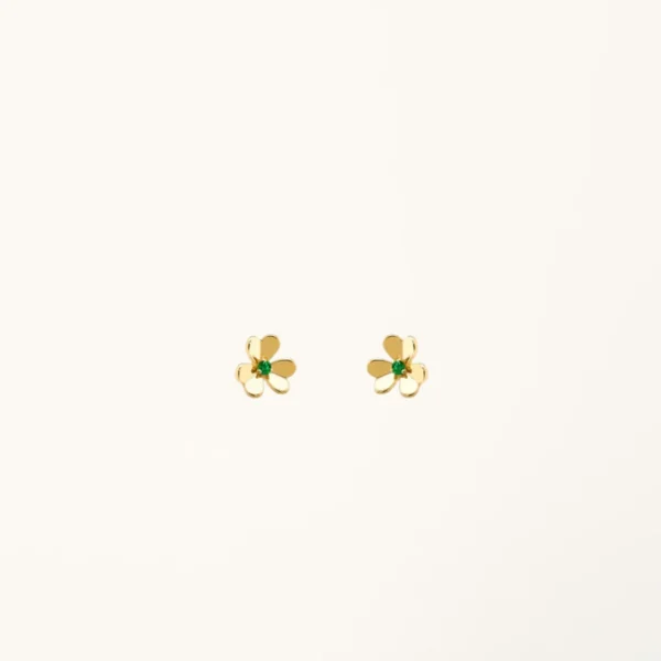 [ZYRONO] FRIVOLE GOLD FLOWER MALACHITE EARRINGS FREE SHIPPING