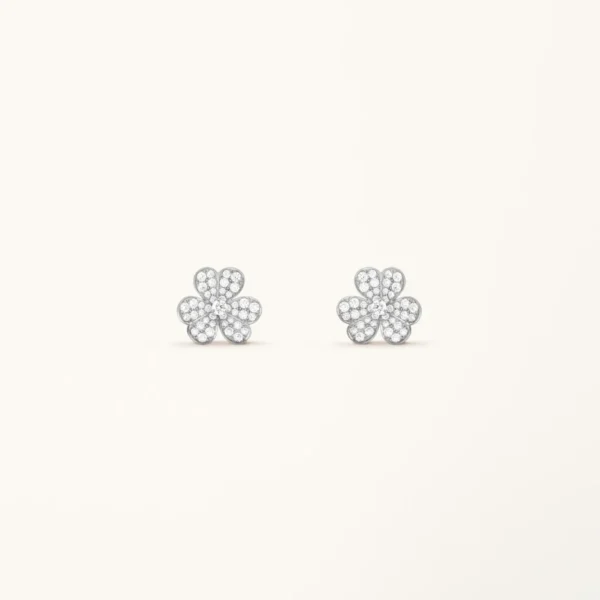 [ZYRONO] FRIVOLE SILVER FLOWER DIAMOND EARRINGS FREE SHIPPING