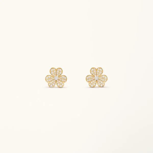 [Zyrono] FRIVOLE GOLD FLOWER DIAMOND EARRINGS FREE SHIPPING
