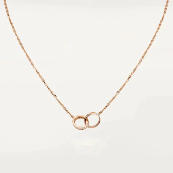 [Zyrono] LOVE NECKLACE ROSE GOLD AND SILVER DIAMOND Free Shipping