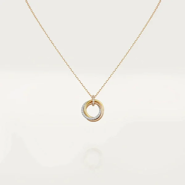 [Zyrono] TRINITY NECKLACE SILVER GOLD PINK GOLD DIAMONDS FREE SHIPPING