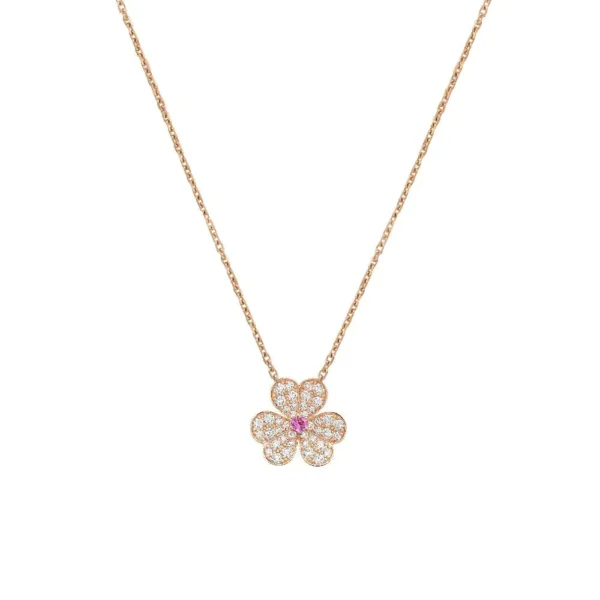 [Zyrono] FRIVOLE PINK GOLD FLOWER DIAMOND NECKLACE FREE SHIPPING