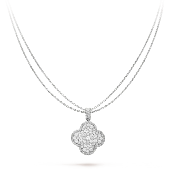 [Zyrono] CLOVER SILVER FULL DIAMOND BIG CLOVER NECKLACE FREE SHIPPING