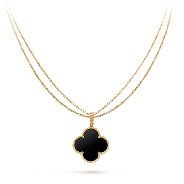 [Zyrono] CLOVER NECKLACE GOLD ONYX FREE SHIPPING
