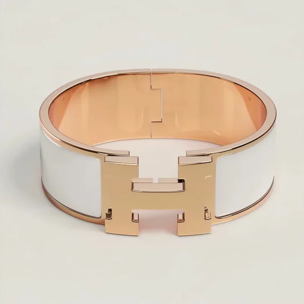 [Zyrono] H BRACELET 20MM WHITE PINK GOLD FREE SHIPPING