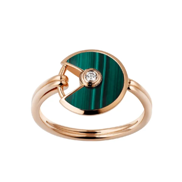 [Zyrono] AMULETTE MALACHITE DARK RING GOLD DIAMOND
