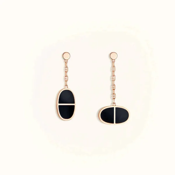 [Zyrono] CHAINE VERSO BLACK CERAMIC EARRINGS FREE SHIPPING