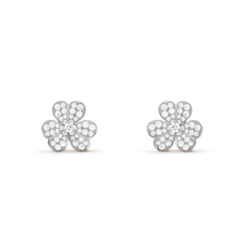 van cleef arpels frivole earrings small model white gold diamond vcarb65800