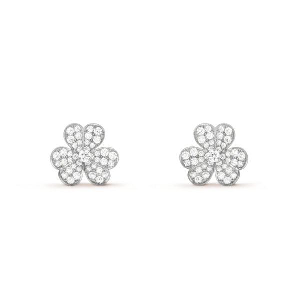 [Zyrono] FRIVOLE SILVER FLOWER DIAMOND EARRINGS FREE SHIPPING