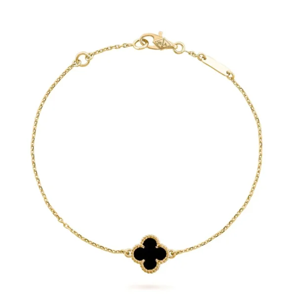 [Zyrono] CLOVER GOLD ONYX BRACELET FREE SHIPPING