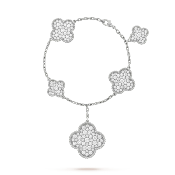 [Zyrono] CLOVER 6 MOTIFS SILVER DIAMOND BRACELET FREE SHIPPING