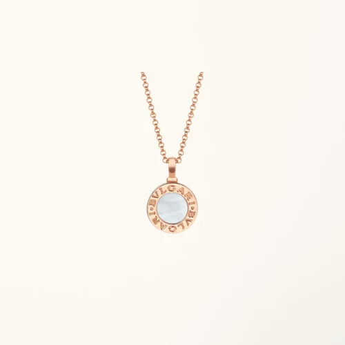 BVLGARI 18 KT ROSE GOLD PENDANT NECKLACE SET WITH MOTHER OF PEARL CENTRE CUSTOMISABLE WITH ENGRAVING ON THE BACK 3