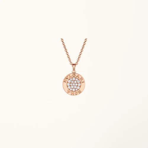 Bvlgari Bvlgari 18 kt rose gold chain and 18 kt rose gold pendant set with mother of pearl insert and pave diamonds 0.34 ct 2