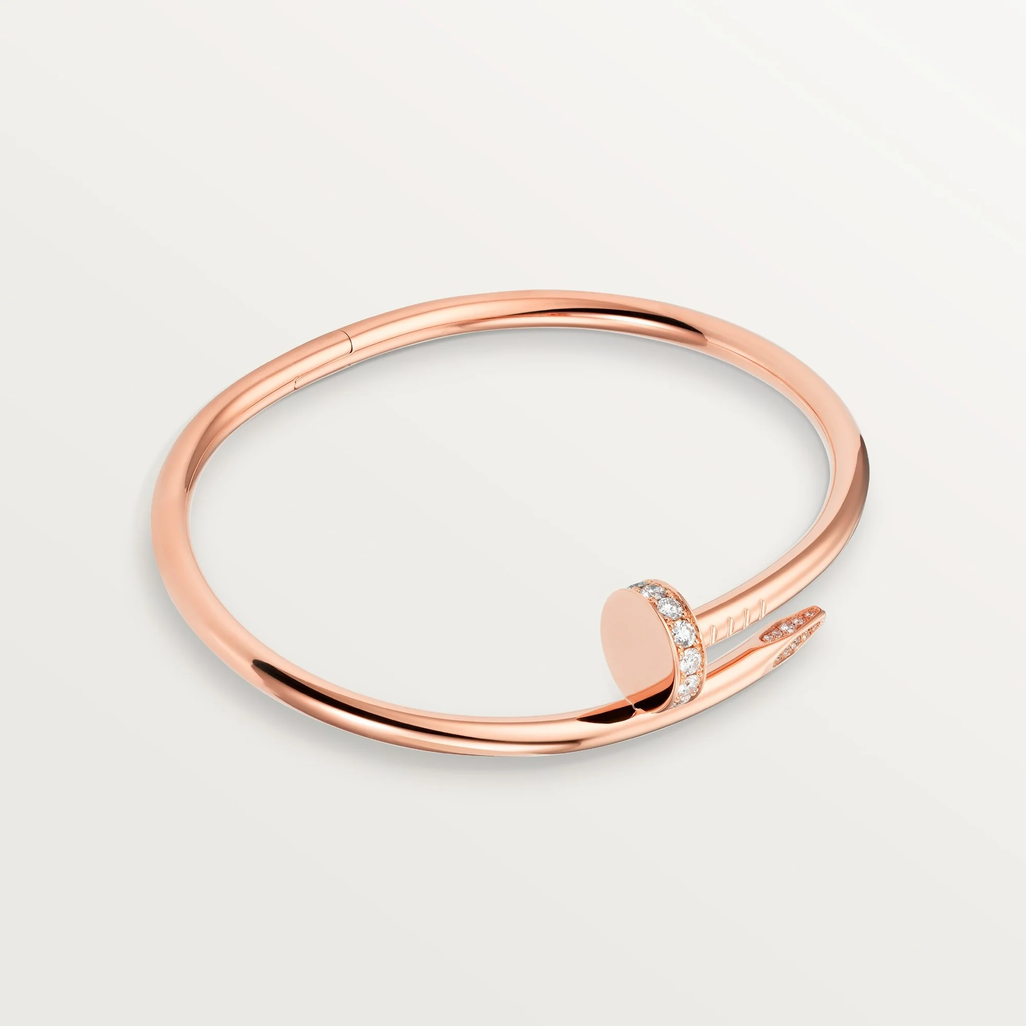 Elegant Pink Gold Nail-Inspired Bangle with Sparkling Crystals, Classic Model - qualiti1 Elegant Pink Gold Nail Inspired Bangle with Sparkling Crystals Classic Model qualiti1