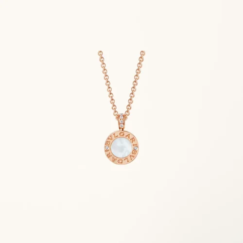 ZYRONO BVLGARI 18 KT ROSE GOLD CHAIN AND 18 KT ROSE GOLD PENDANT SET WITH MOTHER OF PEARL ONYX AND PAVE DIAMONDS 3