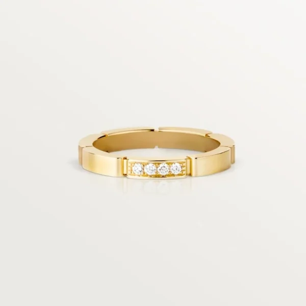[ZYRONO] GOLD RHYTHM OF BRILLIANCE – MINIMALIST BLOCK RING WITH FOUR DIAMONDS