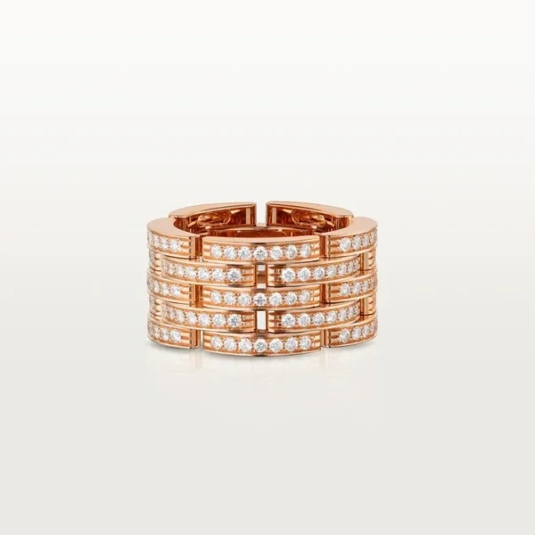 [ZYRONO] PINK GOLD CASCADE OF LIGHTS – STATEMENT RING WITH STRUCTURED BRILLIANCE