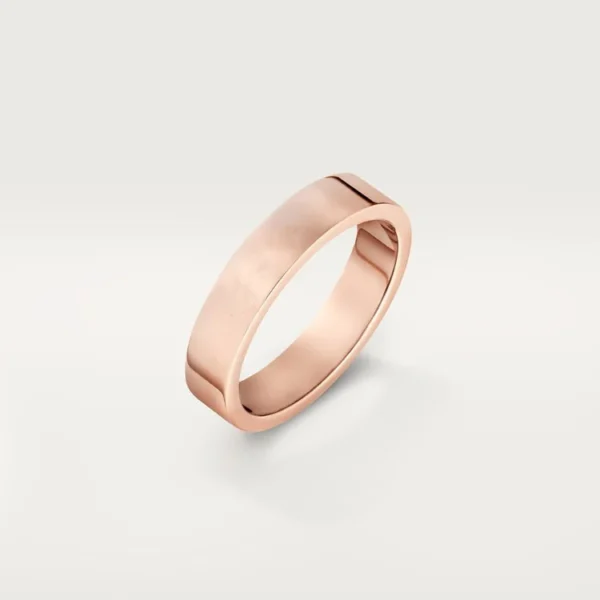 [ZYRONO] PINK GOLD FACE OF DEVOTION – MODERN FLAT BAND FOR LASTING LOVE WITH PERSONALIZED LETTERING, 4 MM WIDTH
