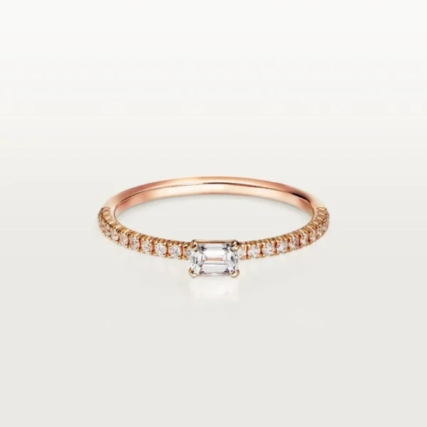 [ZYRONO] PINK GOLD LIGHT OF DEVOTION – FINE BAND RING FEATURING A RECTANGULAR SPARK OF LOVE
