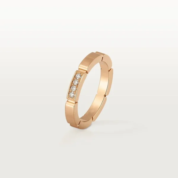 [ZYRONO] PINK GOLD RHYTHM OF BRILLIANCE – MINIMALIST BLOCK RING WITH FOUR DIAMONDS