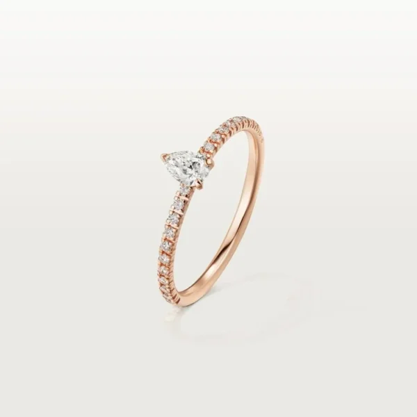 [ZYRONO] PINK GOLD THREAD OF ETERNITY – SLEEK ENGAGEMENT RING WITH TIMELESS EMERALD CENTER
