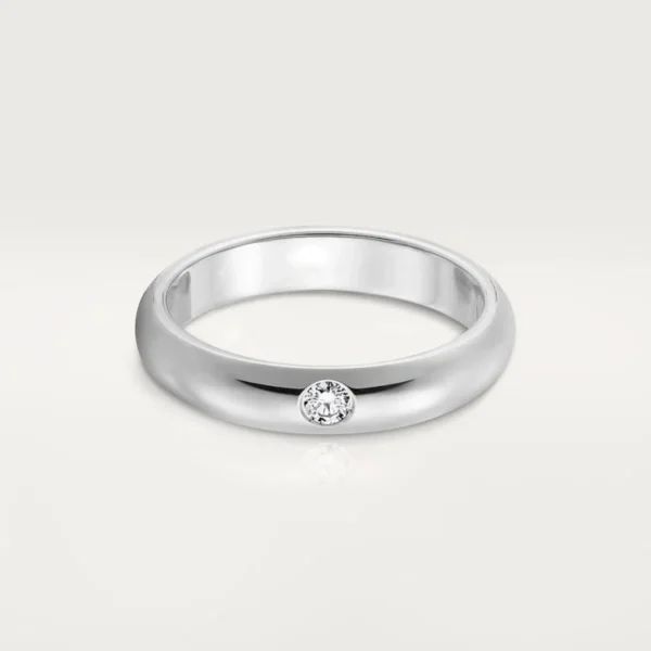 [ZYRONO] PLATINUM GOLD DOT OF ETERNITY – SMOOTH WEDDING RING FEATURING A TINY BRILLIANCE, 3.5 MM WIDTH