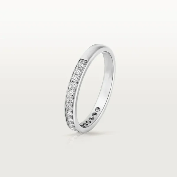 [ZYRONO] PLATINUM GOLD ECHO OF ETERNITY – REFINED BAND WITH HALFWAY DIAMOND SPARKLE, 2.6 MM WIDTH