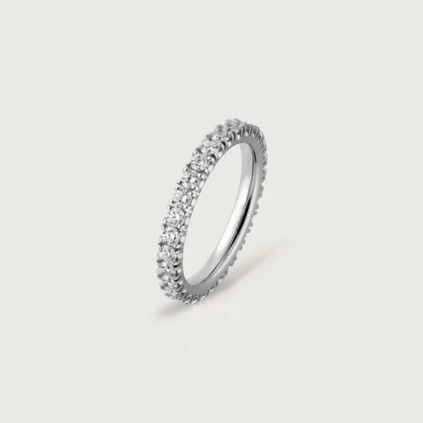 [ZYRONO] PLATINUM GOLD SYMPHONY OF LIGHT – SPARKLING MICRO-SET BAND FOR SUBTLE RADIANCE, 2.6 MM WIDTH