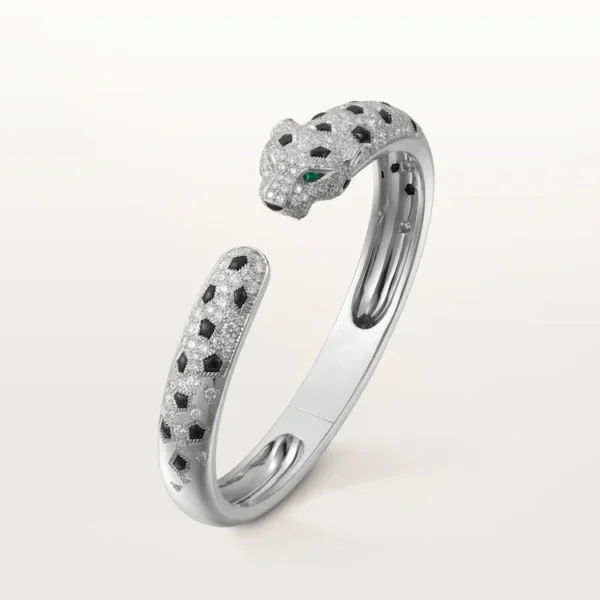 [ZYRONO] WHITE GOLD BRACELET OF THE PANTHER QUEEN – SPARKLE TOUCH, MEDIUM MODEL