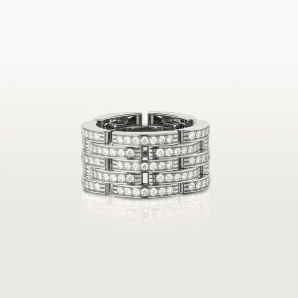 [ZYRONO] WHITE GOLD CASCADE OF LIGHTS – STATEMENT RING WITH STRUCTURED BRILLIANCE