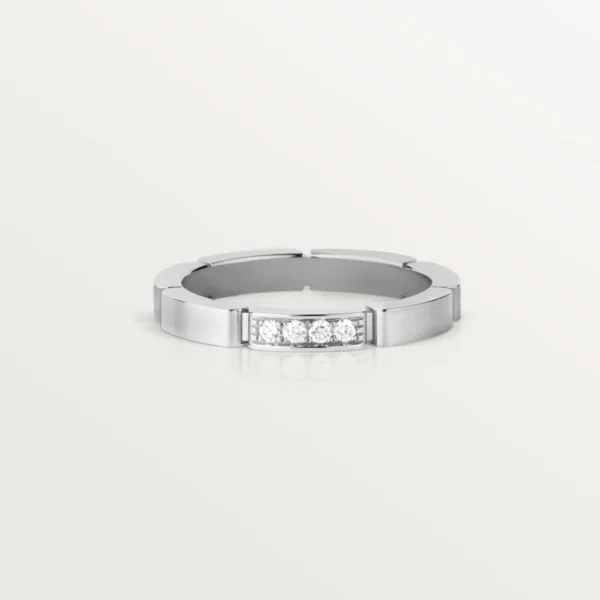 [ZYRONO] WHITE GOLD RHYTHM OF BRILLIANCE – MINIMALIST BLOCK RING WITH FOUR DIAMONDS