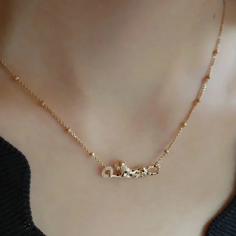 [ZYRONO] LEOPARD PANTHERE NECKLACE YELLOW GOLD TONE photo review