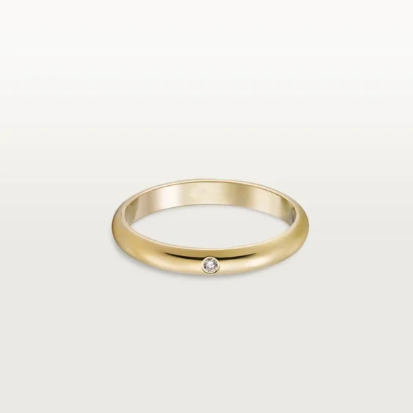 [ZYRONO] GOLD DOT OF ETERNITY – SMOOTH WEDDING RING FEATURING A TINY BRILLIANCE, 2.6 MM WIDTH