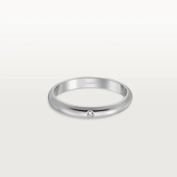 [ZYRONO] PLATINUM GOLD DOT OF ETERNITY – SMOOTH WEDDING RING FEATURING A TINY BRILLIANCE, 2.6 MM WIDTH
